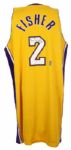 2007-08 Derek Fisher Los Angeles Lakers Signed Game Worn Home Jersey *MEARS LOA/JSA*