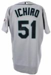 2001 Ichiro Suzuki Seattle Mariners Game Worn Road Jersey - Rookie year autograph (MEARS A10/JSA) ROY & MVP Season
