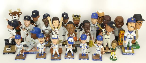 2007-13 Bobbleheads Loose and In Box - Lot of 40 Milwaukee Brewers Green Bay Packers Hank Aaron Prince Fielder Brett Favre 