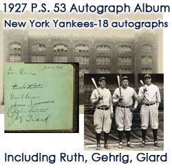 1927 P.S. 53 Student Autograph Book Signed by 18 Members of the New York Yankees w/ Ruth Gehrig Giard (JSA) High Grade