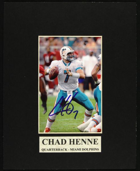 1983-2011 Dan Marino Chad Henne Miami Dolphins Signed Matted 8" x 10" Lot of Two(JSA)
