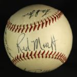 1956 Milwaukee Braves Multi Signed ONL Giles Baseball w/ 7 Signatures Including Warren Spahn, Bill Bruton & More (JSA)