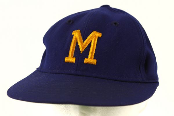 1976 Hank Aaron Milwaukee Brewers Signed Game Worn Cap (MEARS LOA/PSA/DNA)