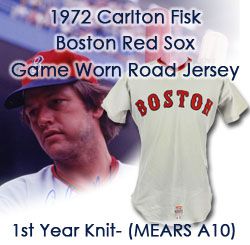 1972 Extremely Important First Year Knit Carlton Fisk Boston Red Sox Game Worn Road Jersey (MEARS A10) Only known/ highest graded rookie example!!!