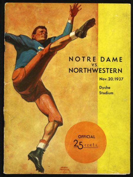 1937 Notre Dame vs. Northwestern Program 