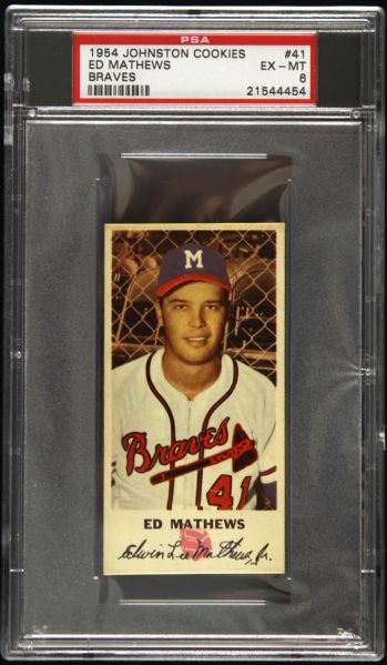 1954 Eddie Mathews Johnston Cookies Baseball Card (PSA 6 EX-MT)