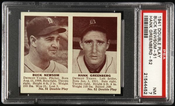1941 Double Play Hank Greenberg Buck Newsom Detroit Tigers Card (PSA NM 7)