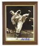 1980s circa Bob Feller Cleveland Indians Signed 10" x 12" Framed Photo (JSA)