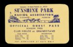1952 Sunshine Park Racing Association Oldsmar Florida Season Guest Pass