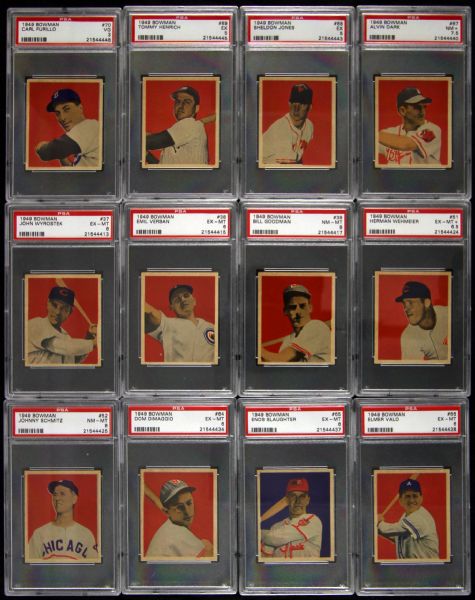 1949 Bowman Baseball cards All PSA Graded Includes Two PSA NM-MT 8 - Lot of 12