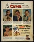 1952 Camel Cigarette Magazine Advertisement w/ Ed Lopat, Early Wynn, Allie Reynolds and Preacher Roe