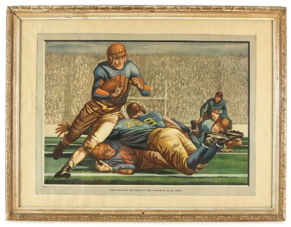 1944 Red Grange Houdini of The Gridiron 17" x 21" Framed Rico Lebrun Esquire Magazine Print