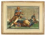 1944 Red Grange Houdini of The Gridiron 17" x 21" Framed Rico Lebrun Esquire Magazine Print