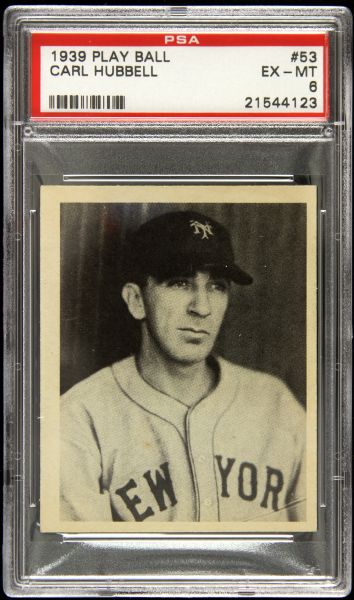 1939 Carl Hubbell New York Giants Play Ball #53 (PSA EX-MT 6)