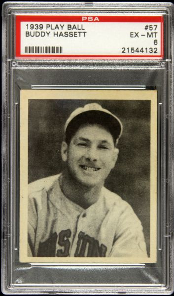 1939 Buddy Hassett Boston Bees Play Ball #57 (PSA EX-MT 6)