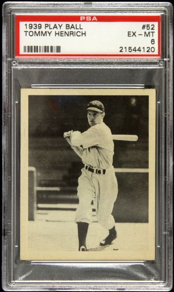 1939 Tommy Henrich New York Yankees Play Ball #52 (PSA EX-MT 6)