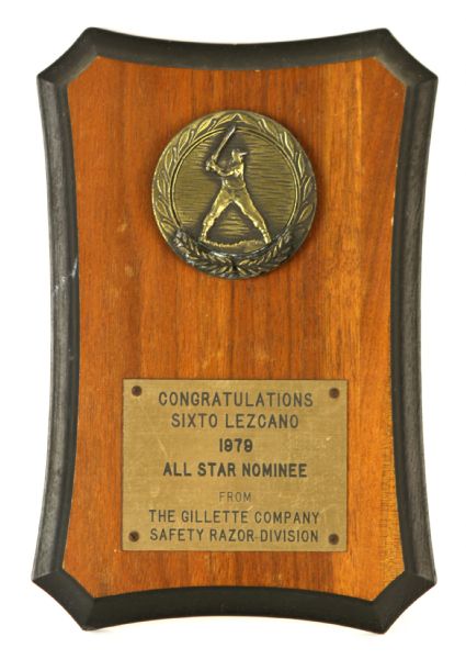 1979 Sixto Lezcano Milwaukee Brewers All Star Nominee Plaque