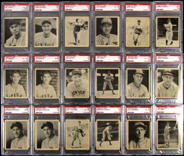 1939 Play Ball Assorted Baseball Cards Includes Hall of Famers Red Ruffing Hank Greenberg Leo Durocher Carl Hubbell - Lot of 50 (All PSA Graded) 