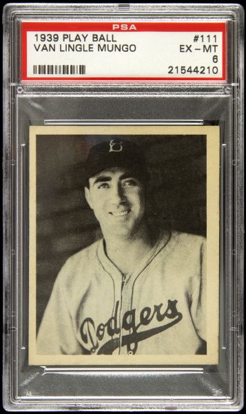 1939 Van Lingle Mungo Brooklyn Dodgers Play Ball #111 (PSA EX-MT 6)