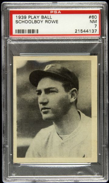 1939 Schoolboy Rowe Detroit Tigers Play Ball #60 (PSA NM 7)