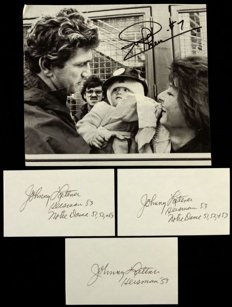 1980s-90s Notre Dame Fighting Irish Football Signed Photo & Index Card Collection - Lot of 18 w/ Lou Holtz, Joe Theismann, Johnny Lujack & More (JSA)