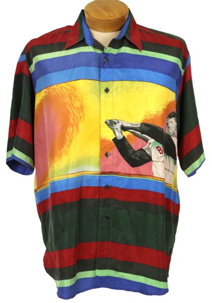 1990s Ted Williams Boston Red Sox Sharper Image Silk Shirt 