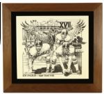 1983 Super Bowl XVII Los Angeles Washington Redskins Miami Dolphins Framed Print Numbered 1/50 19" x 22" 