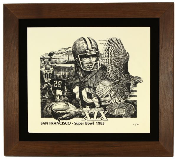 1985 Super Bowl XVII Los Angeles Washington Redskins Miami Dolphins Framed Print Numbered 1/50 19" x 22" 