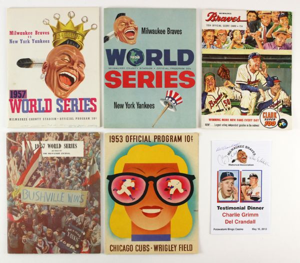 1953-2012 Milwaukee Braves Collection Includes World Series Programs Ticket Stubs - Lot of Nine