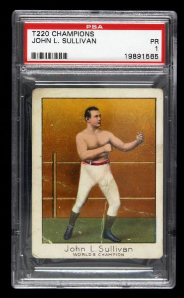 1910 John L. Sullivan T220 Mecca Cigarettes Boxing Tobacco Card (PSA PR 1)