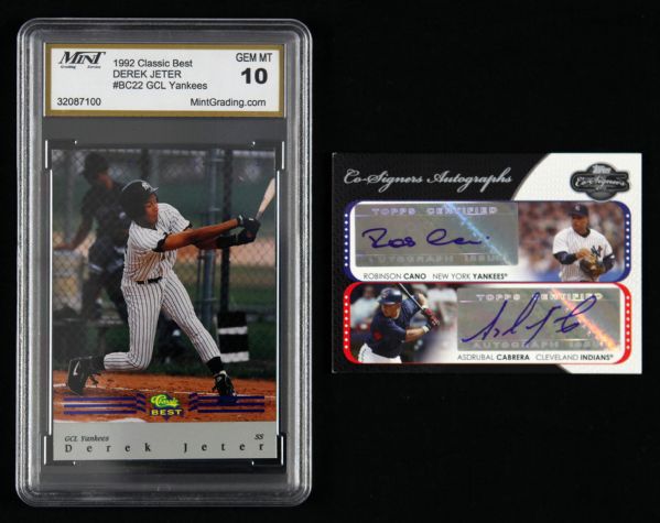 1992-2008 Derek Jeter New York Yankees Rookie Gem Mint 10 Topps Robinson Cano Asrubal Cabrera Dual Signature