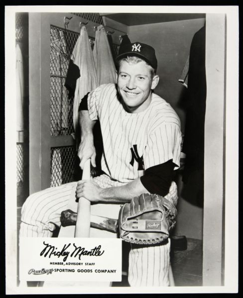 1950s Mickey Mantle New York Yankees 8" x 10" Rawlings Advisory Staff Promotional Photo