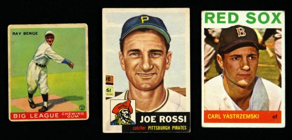 1933-64 Ray Benge Joe Rossi Carl Yastrzemski Goudey Topps Baseball Cards - Lot of Three