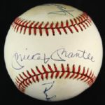 1989-93 Mickey Mantle Willie Mays Duke Snider Multi Signed ONL White Baseball HOF (JSA)