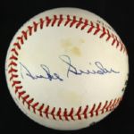 1989-93 Mickey Mantle Willie Mays Duke Snider Multi Signed ONL White Baseball HOF (JSA)