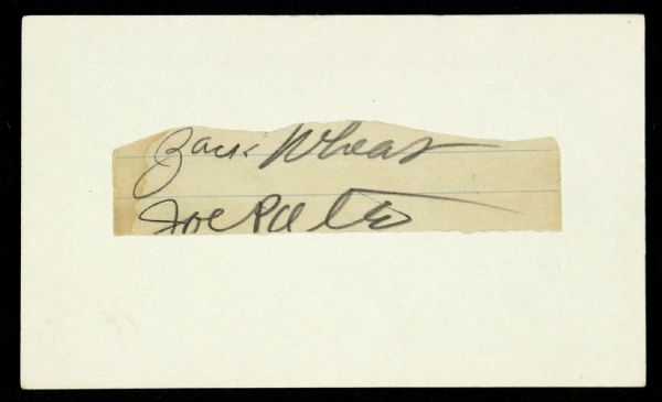 1926-48 Zack Wheat Joe Pate Signed Dual Cut Philadelphia Athletics (JSA)