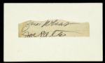 1926-48 Zack Wheat Joe Pate Signed Dual Cut Philadelphia Athletics (JSA)