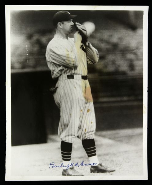 1916-85 Burleigh Grimes Signed Black and White Photo Brooklyn Robins Pittsburgh Pirates HOF 8" x 10" (JSA)