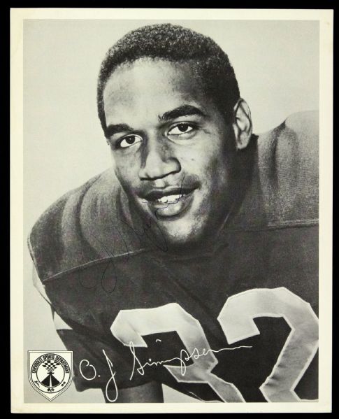 1969 O.J. Simpson Signed Chevrolet Sports Department Buffalo Bills Photo HOF 8" x 10" (JSA)