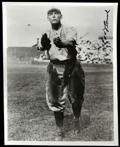 1913-88 Edd Roush Signed Black and White Photo Cincinnati Reds 8" x 10" HOF (JSA)