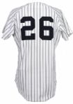1987 Rick Rhoden New York Yankees Game Worn Home Jersey (MEARS LOA/JSA) Signed by Rick Cerone