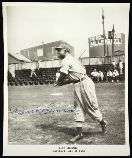 1934-97 Signed Buck Leonard Black and White Photo Homestead Grays Negro League 8" x 10" HOF (JSA)
