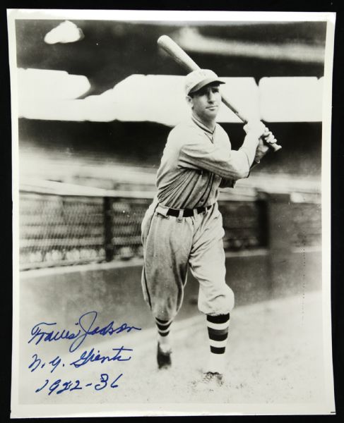 1922-87 Travis Jackson Signed Black and White Photo New York Giants HOF 8" x 10" (JSA)