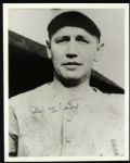 1908-85 Harold "Smoky" Joe Wood Signed Black and White Photo Red Sox Indians "8 x 10" (JSA)
