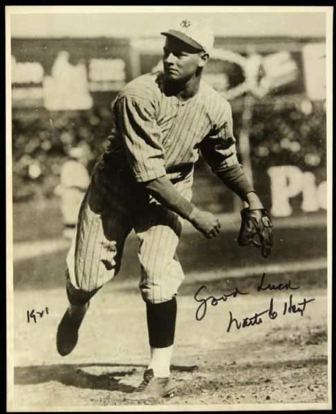 1918-84 Waite Hoyt Signed Dated Black and White Photo New York Yankees 8" x 10" (JSA) 