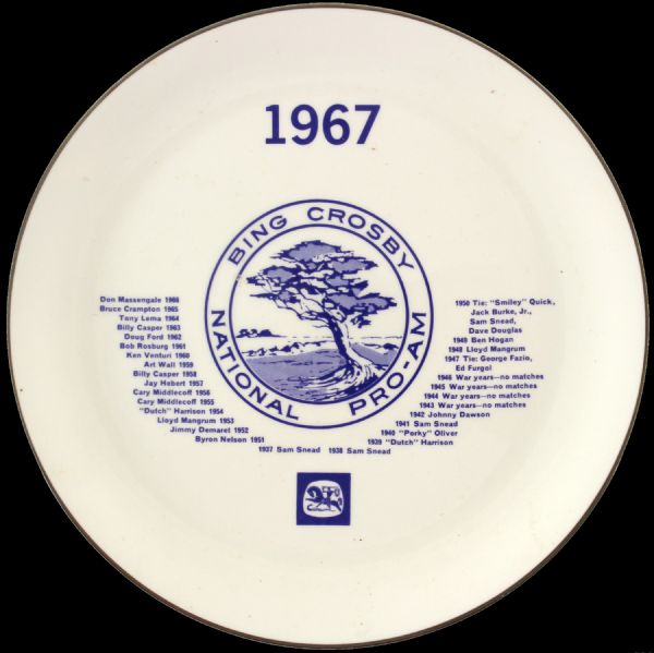 1967 Bing Crosby National Pro-Am Golf Tournament Commemorative Plate