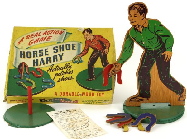 1940s circa Horseshoe Harry Wooden Real Action Game w/ Original Box