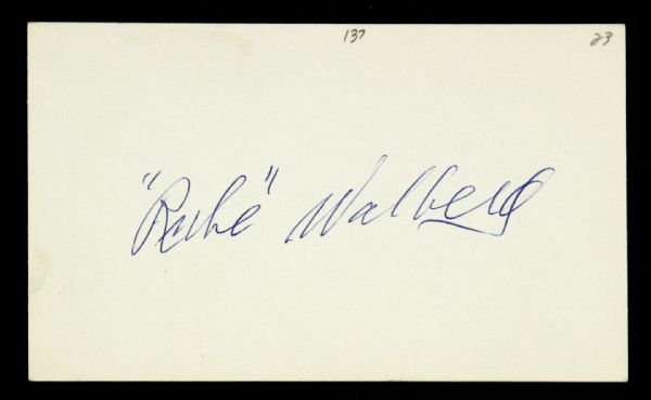 1948-92 Rube Walker Signed Index Card Brooklyn Dodgers 3" x 5" (JSA)