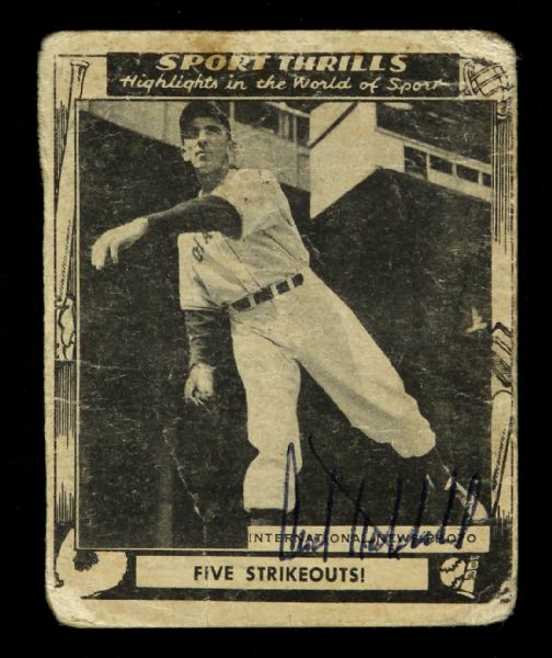 1948 Swell Sport Thrills Signed Carl Hubbell Baseball Card New York Giants HOF (JSA)