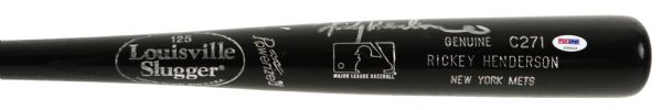 1999-2000 Rickey Henderson New York Mets Signed Louisville Slugger Professional Model Game Used Bat (MEARS LOA/PSA/DNA)